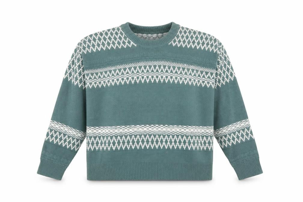 Boohoo Women's Green Fair Isle Jumper L