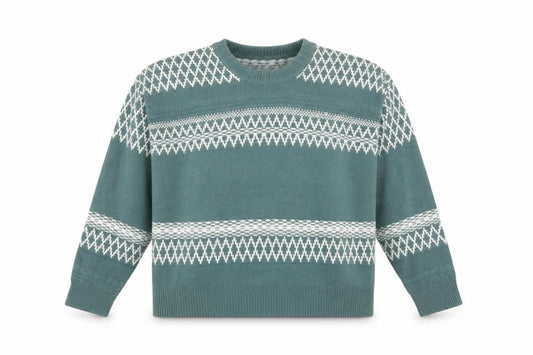 Boohoo Women's Green Fair Isle Jumper L