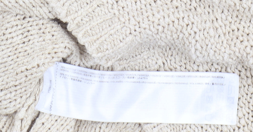 Mango Women's Beige Knit Blouse XS 3/4 Sleeve
