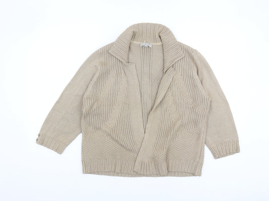 Marks and Spencer Women's Beige Cardigan, Size 16, Collared Knit