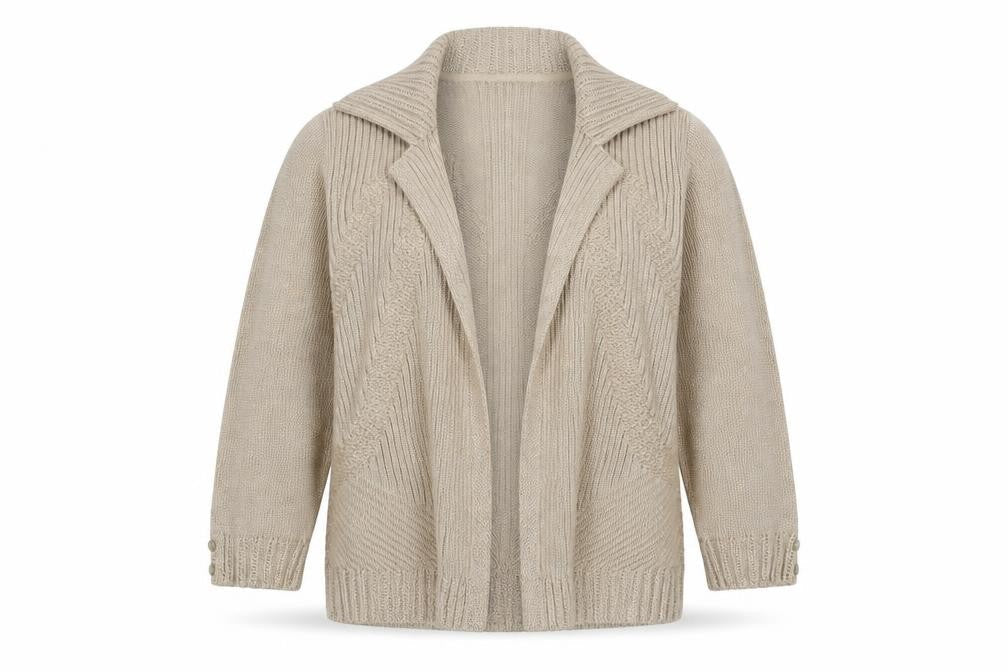 Marks & Spencer Women's Beige Cardigan, Size 16, Collared Knit