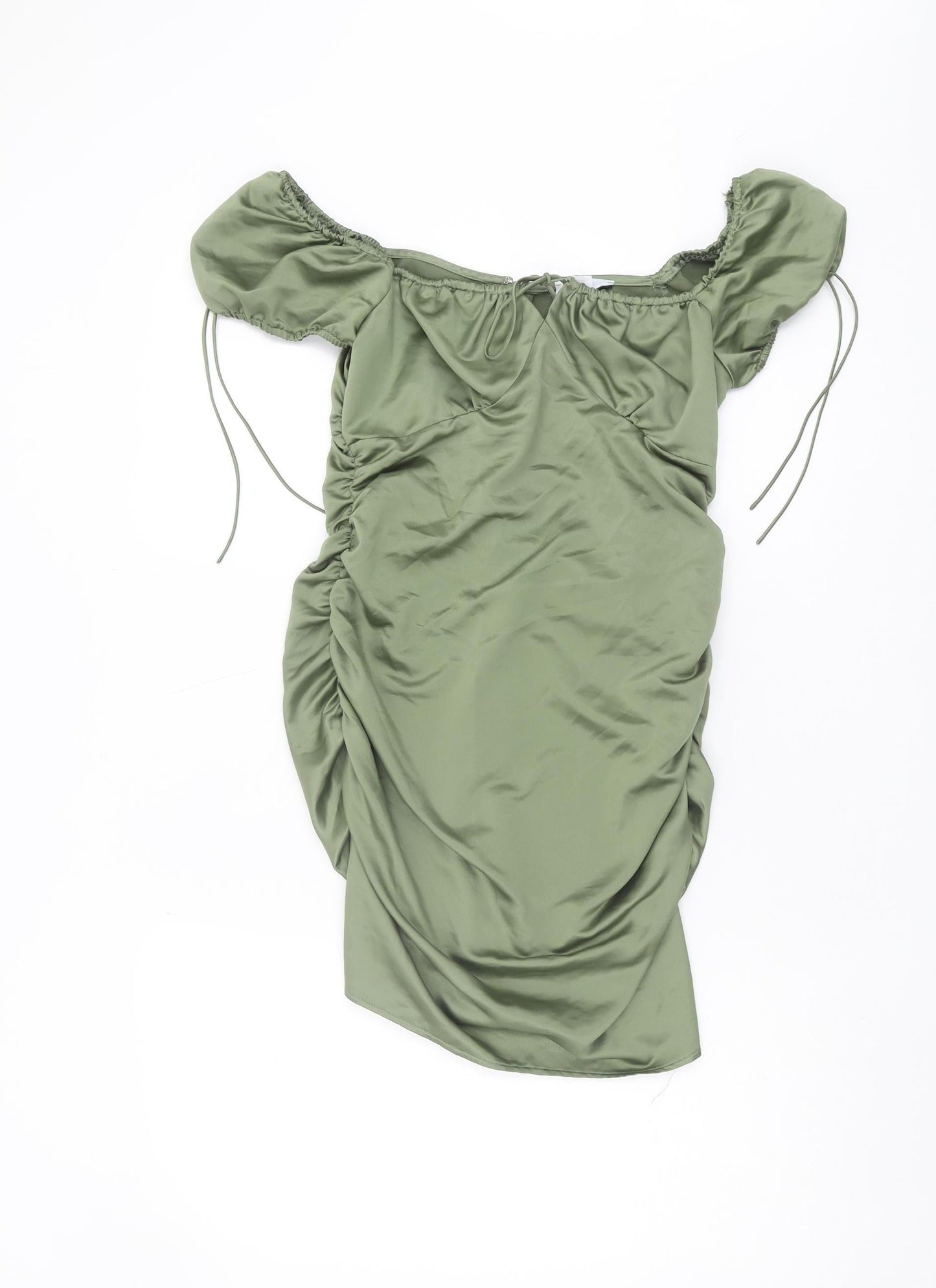 Topshop Green Women's Off Shoulder Dress UK 8
