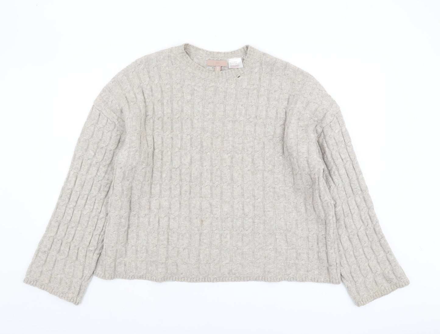 H&M Women's Beige Chunky Knit Jumper, Size S