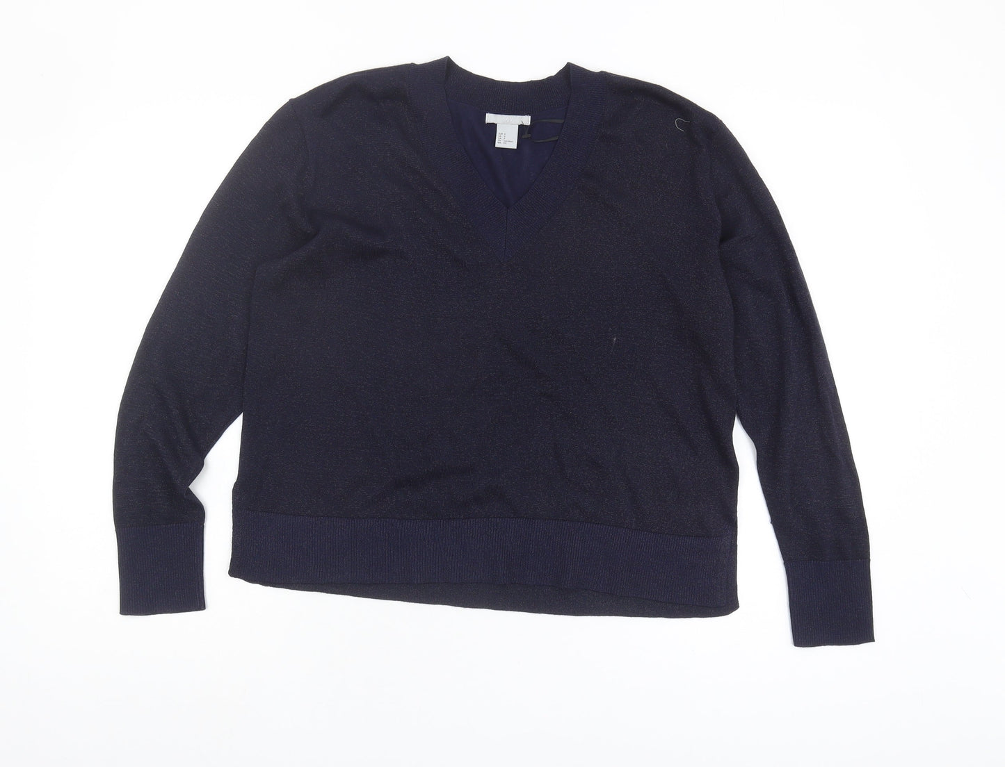 H&M Women's Blue V-Neck Pullover Jumper Size 8