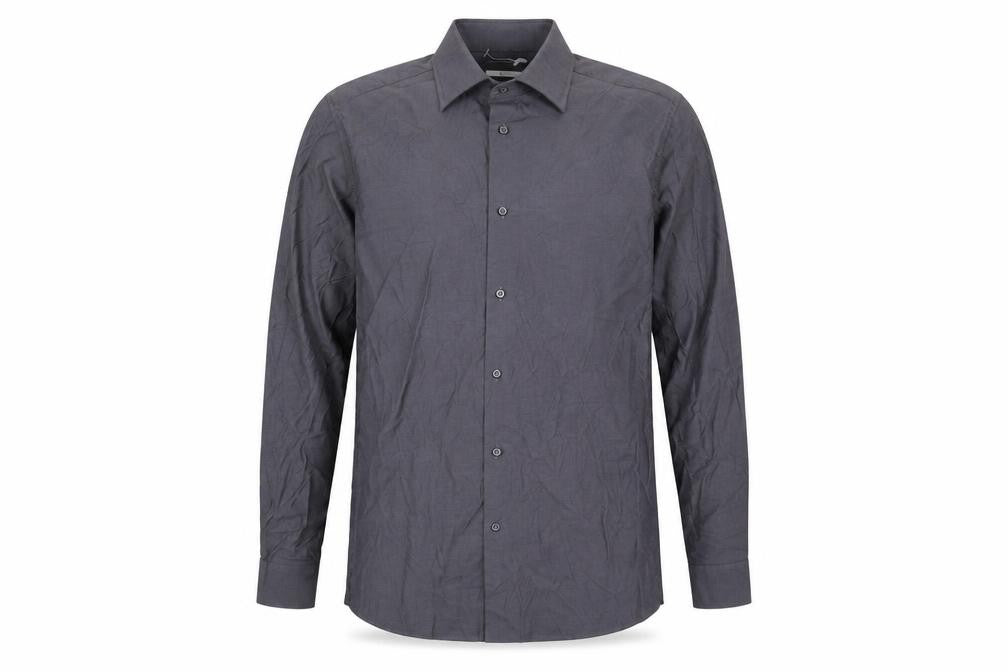Next Men's Grey Long Sleeve Button-Up Shirt - Size 15.5