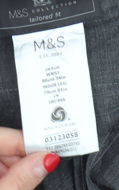 Marks & Spencer Men's Navy Dress Pants 34 Regular