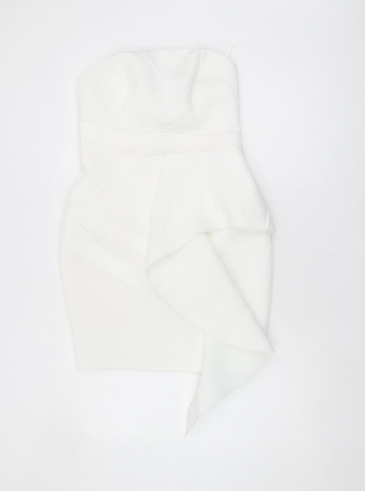 Lipsy Women's White Strapless Bodycon Dress Size 12