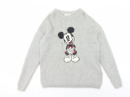 Preloved Disney Women's Grey XS Mickey Mouse Jumper - Front