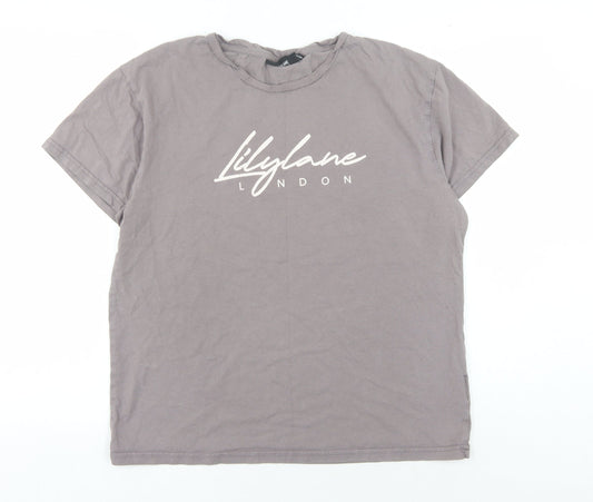 Lilylane Women's Grey Cotton Crew Neck T-Shirt M