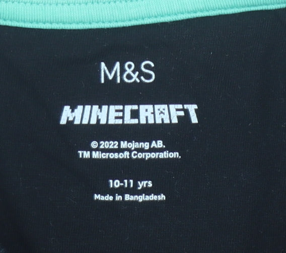 Marks and Spencer Boys Black Minecraft T-Shirt 10-11 Years