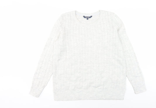 Maine Women's White Cable-Knit Pullover Jumper Size 14