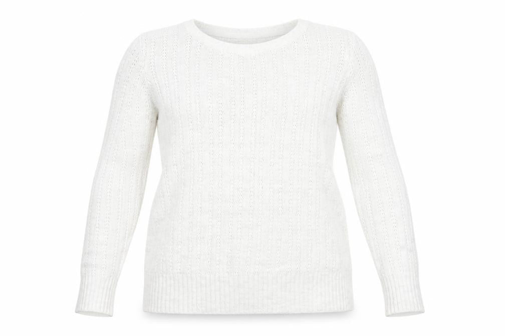 Maine Women's White Cable-Knit Pullover Jumper Size 14