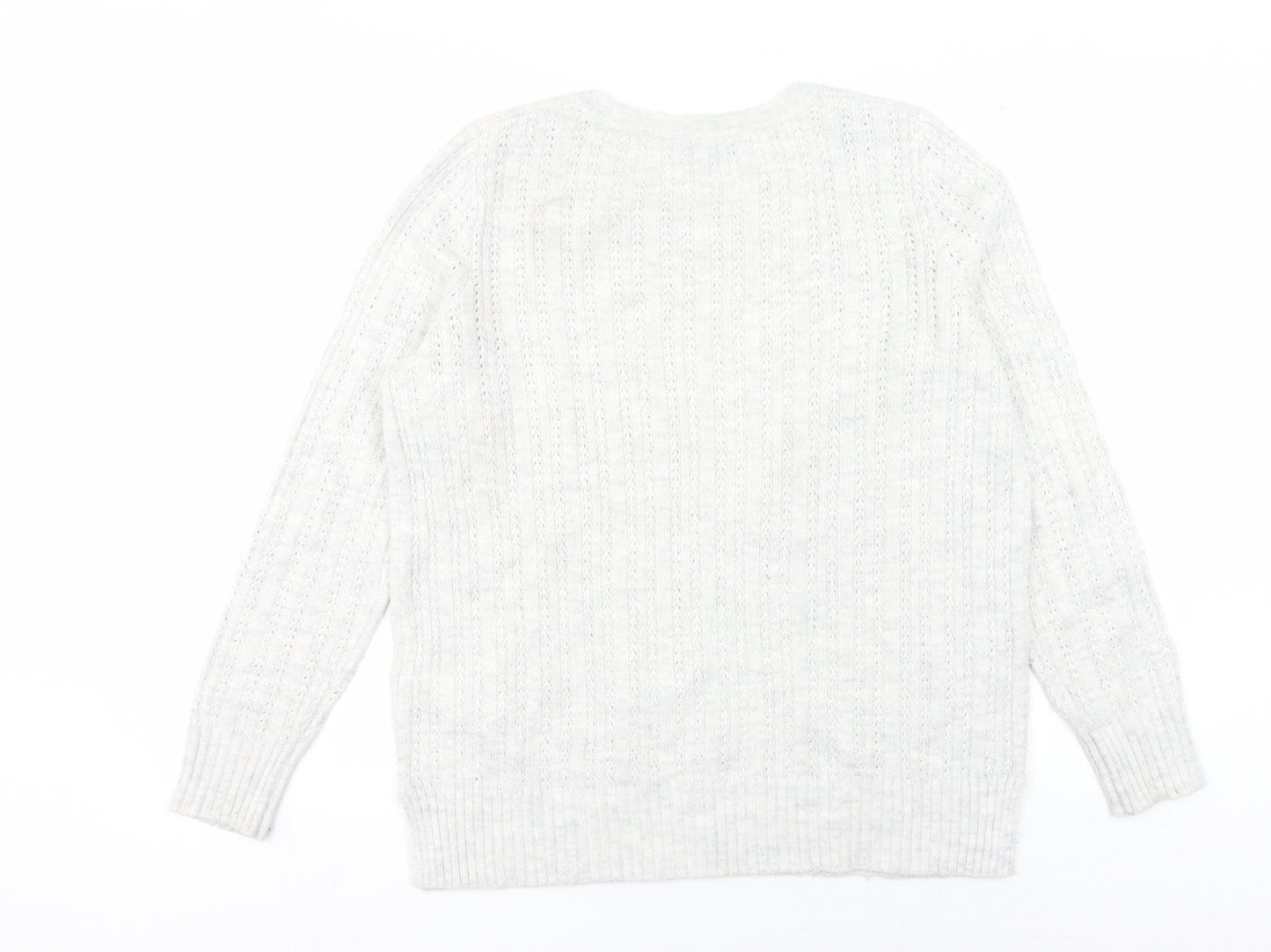 Maine Women's White Cable-Knit Pullover Jumper Size 14