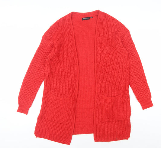 Brave Soul Women's Red Open Front Cardigan S Open Knit Casual