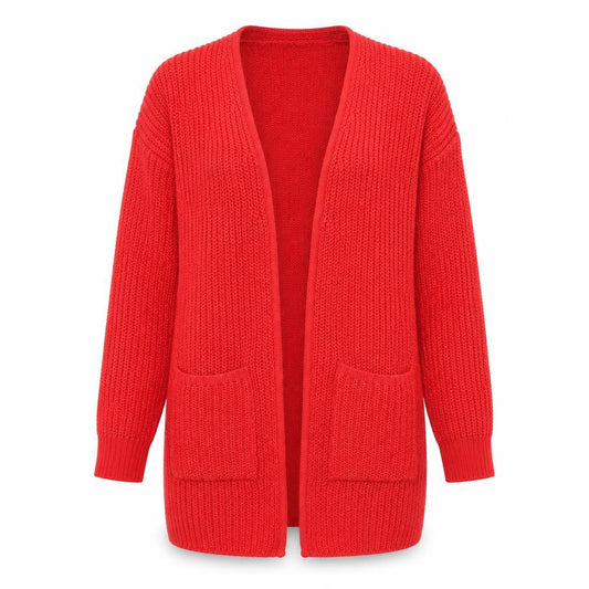 Brave Soul Women's Red Open Front Cardigan S Open Knit Casual