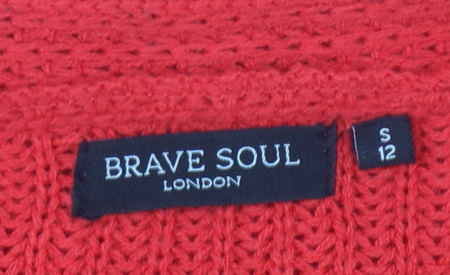 Brave Soul Women's Red Open Front Cardigan S Open Knit Casual