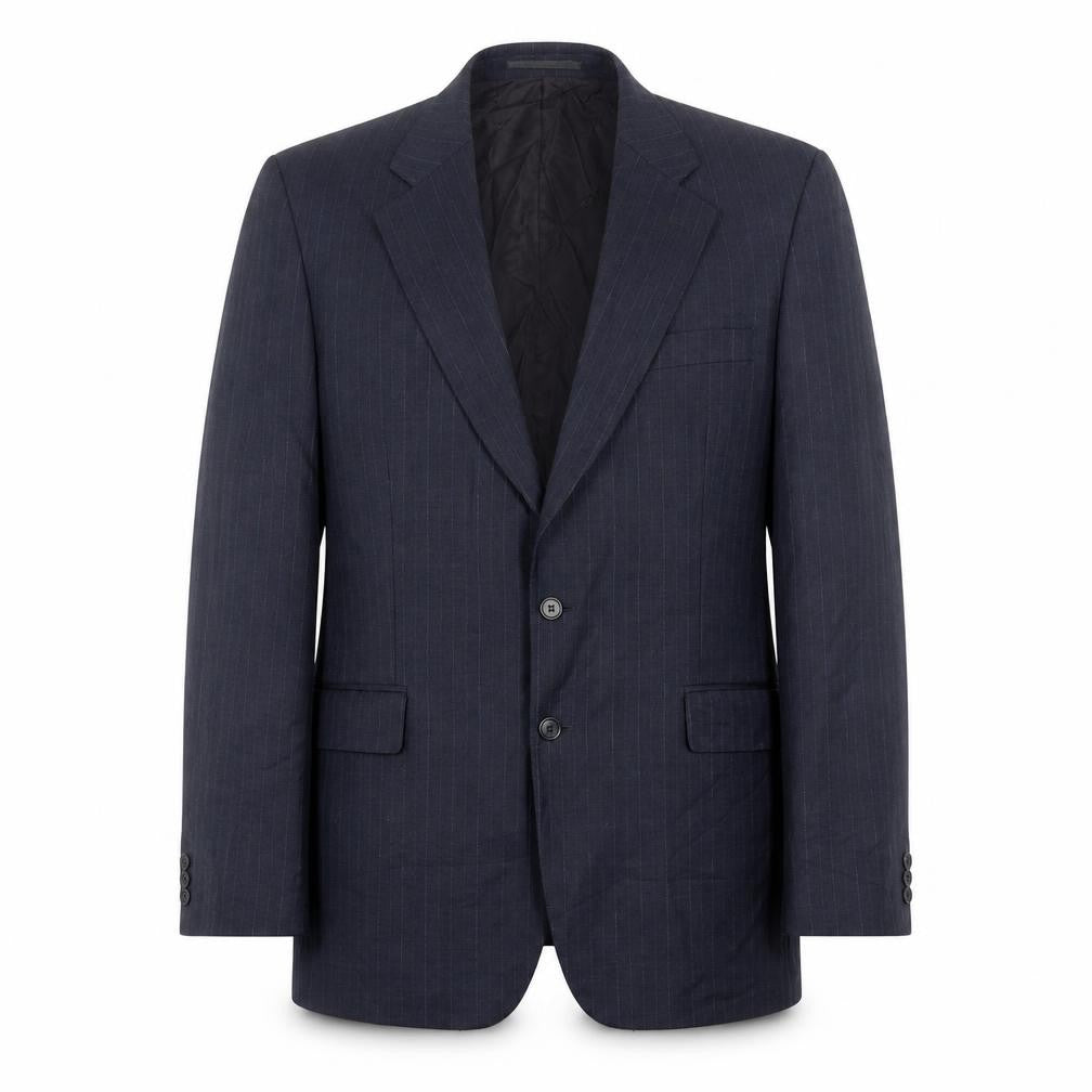 The Label Men's Blue Pinstriped Blazer Jacket 44 Long