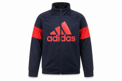 Front view of Adidas boys’ blue full zip sweatshirt 9-10 years