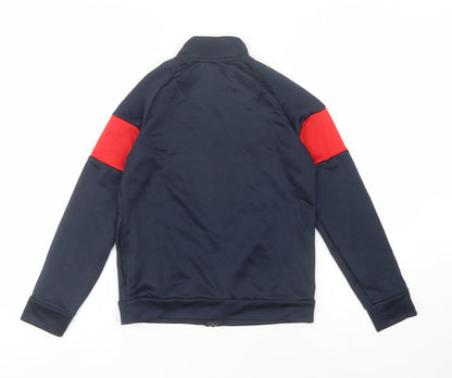 Back view of Adidas boys’ blue full zip sweatshirt 9-10 years