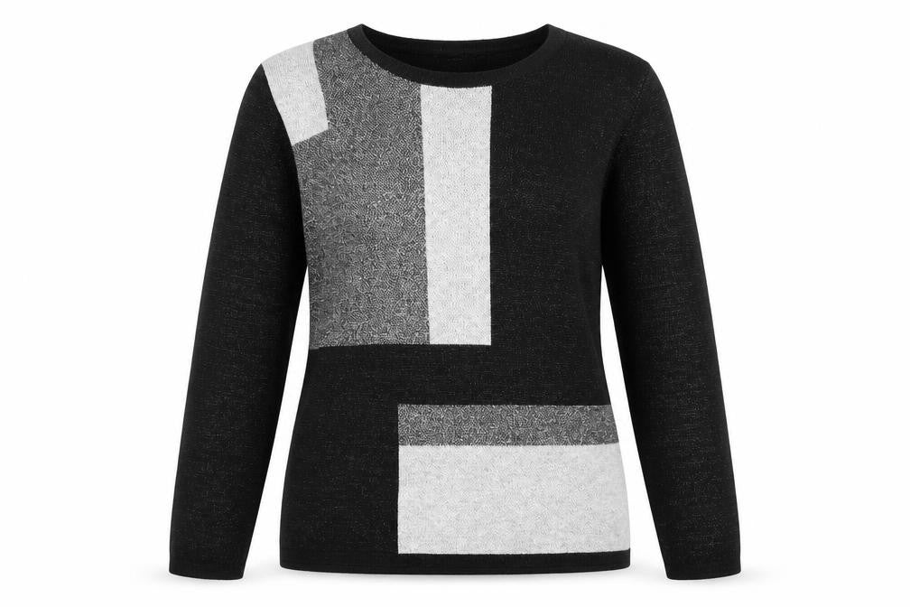 Bassini Women's Black Geometric Knit Jumper L