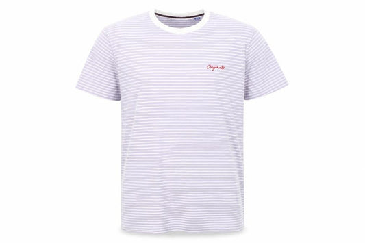 Jack & Jones Men's Grey Striped Crew Neck T-Shirt M