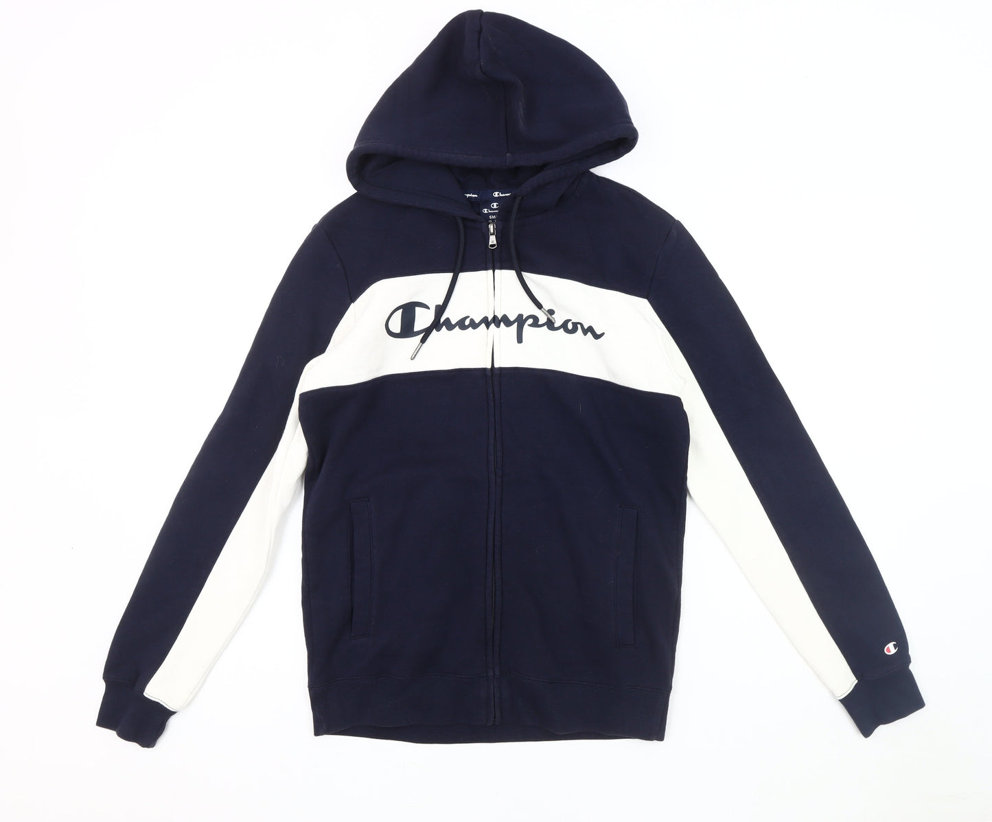 Champion Men's Blue Hooded Jacket S Logo Casual