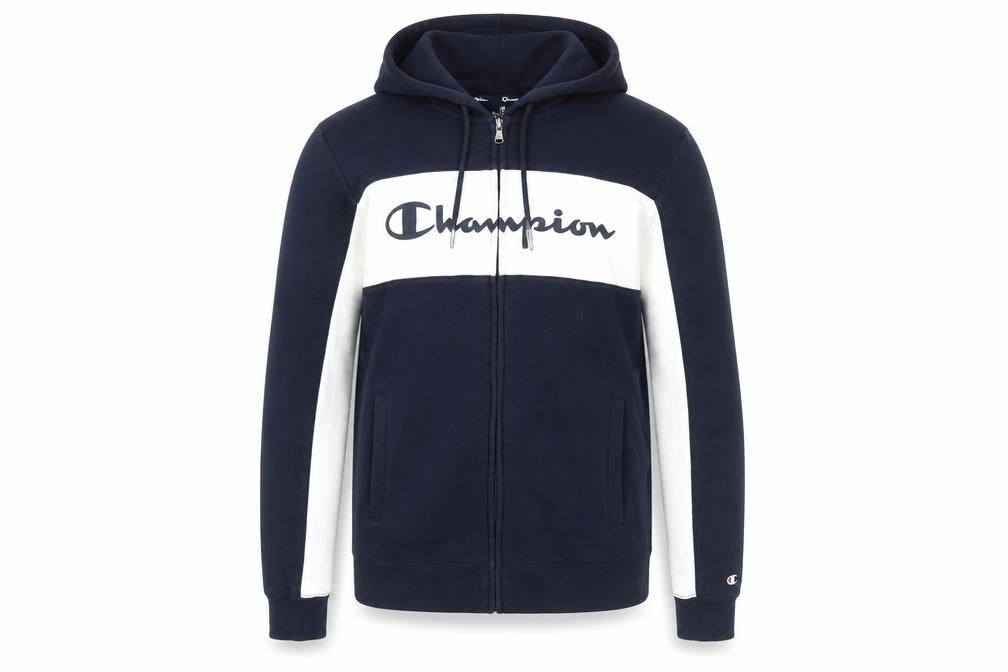 Champion Men's Blue Hooded Jacket S Logo Casual
