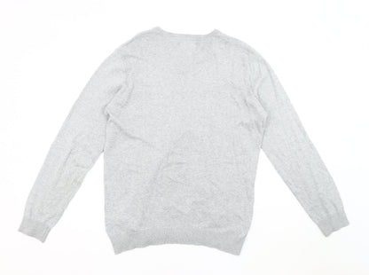 Jack & Jones Men's Grey V-Neck Pullover Jumper L
