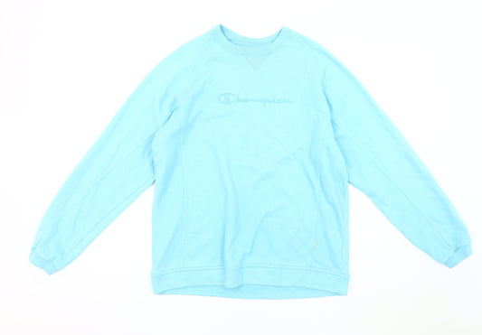 Champion Men's Blue Pullover Sweatshirt, Medium, Logo