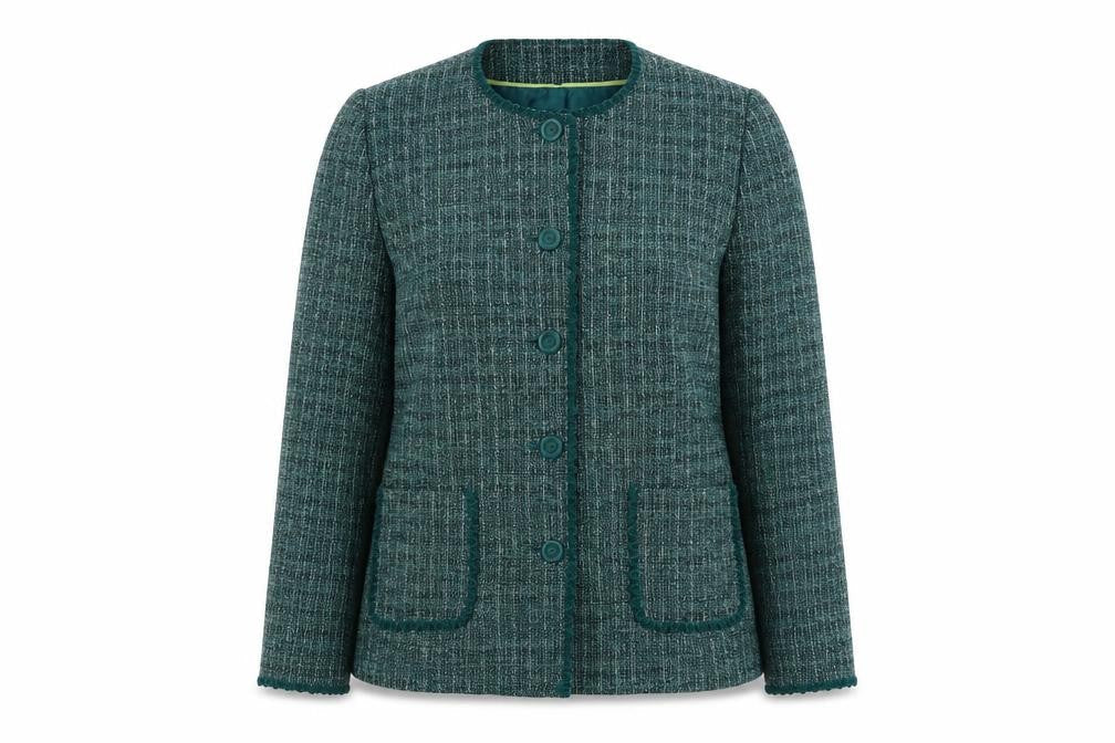 Honor Millburn Women's Green Tweed Jacket, Size 14