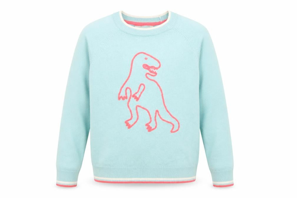 Boden Blue Dinosaur Pullover Jumper for Girls 11-12 Years