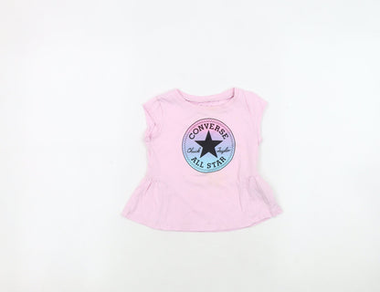 Additional front view of Converse girls’ pink graphic t-shirt, 24 months