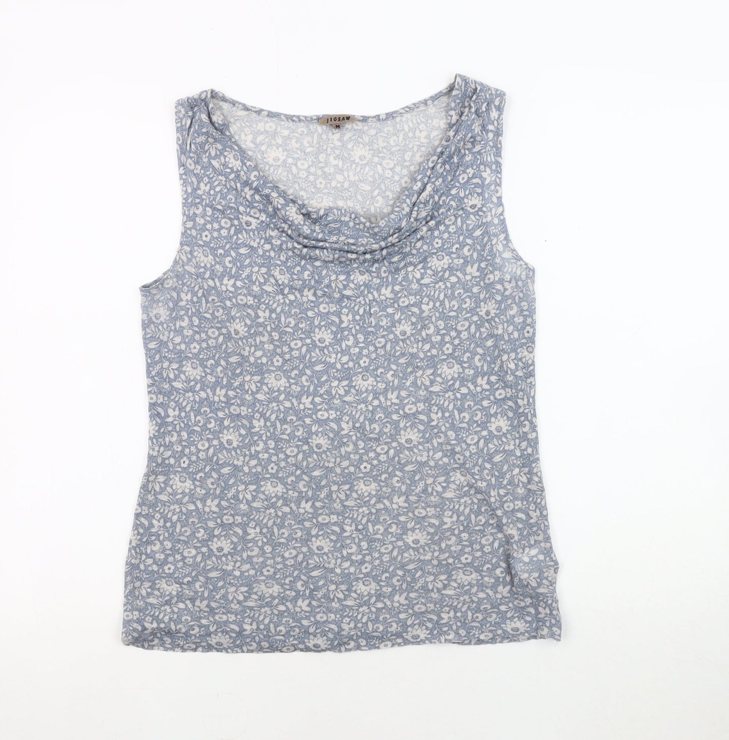 Jigsaw Women's Blue Floral Cowl Neck Tank Top M