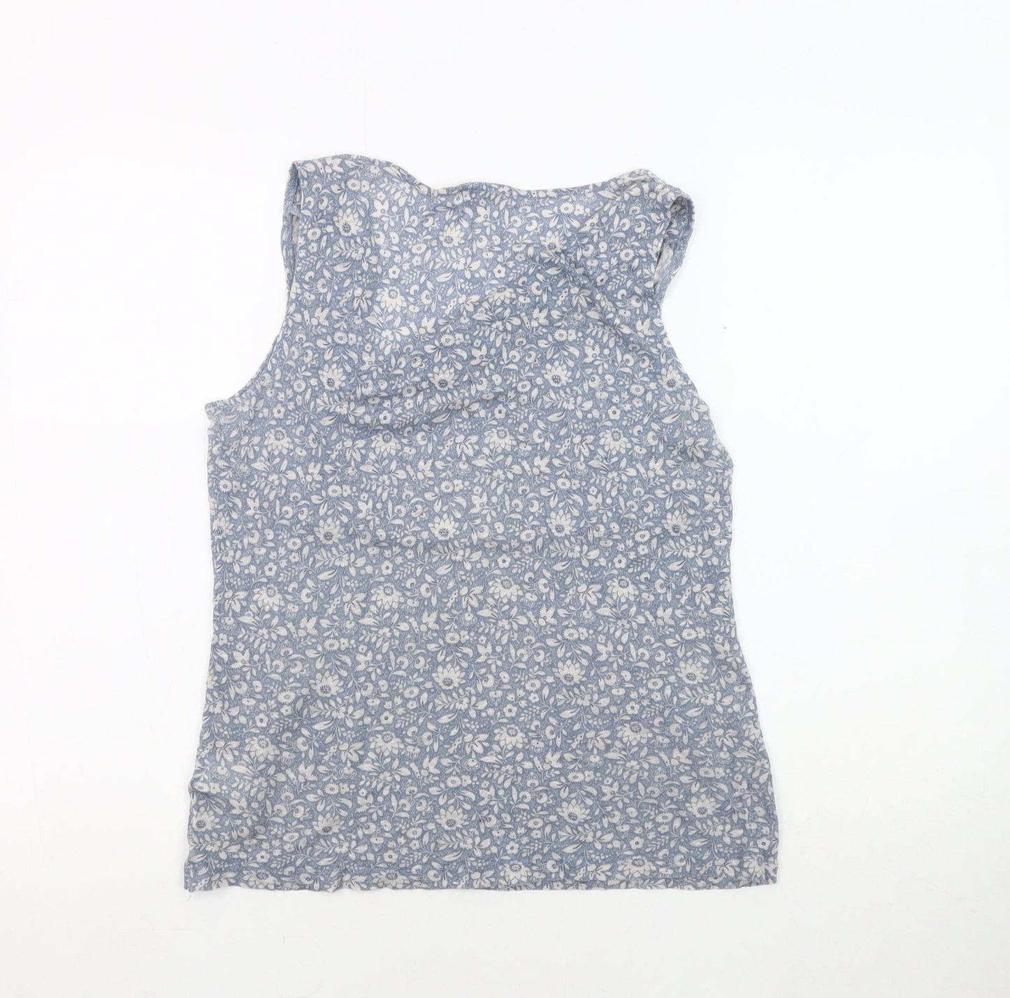 Jigsaw Women's Blue Floral Cowl Neck Tank Top M