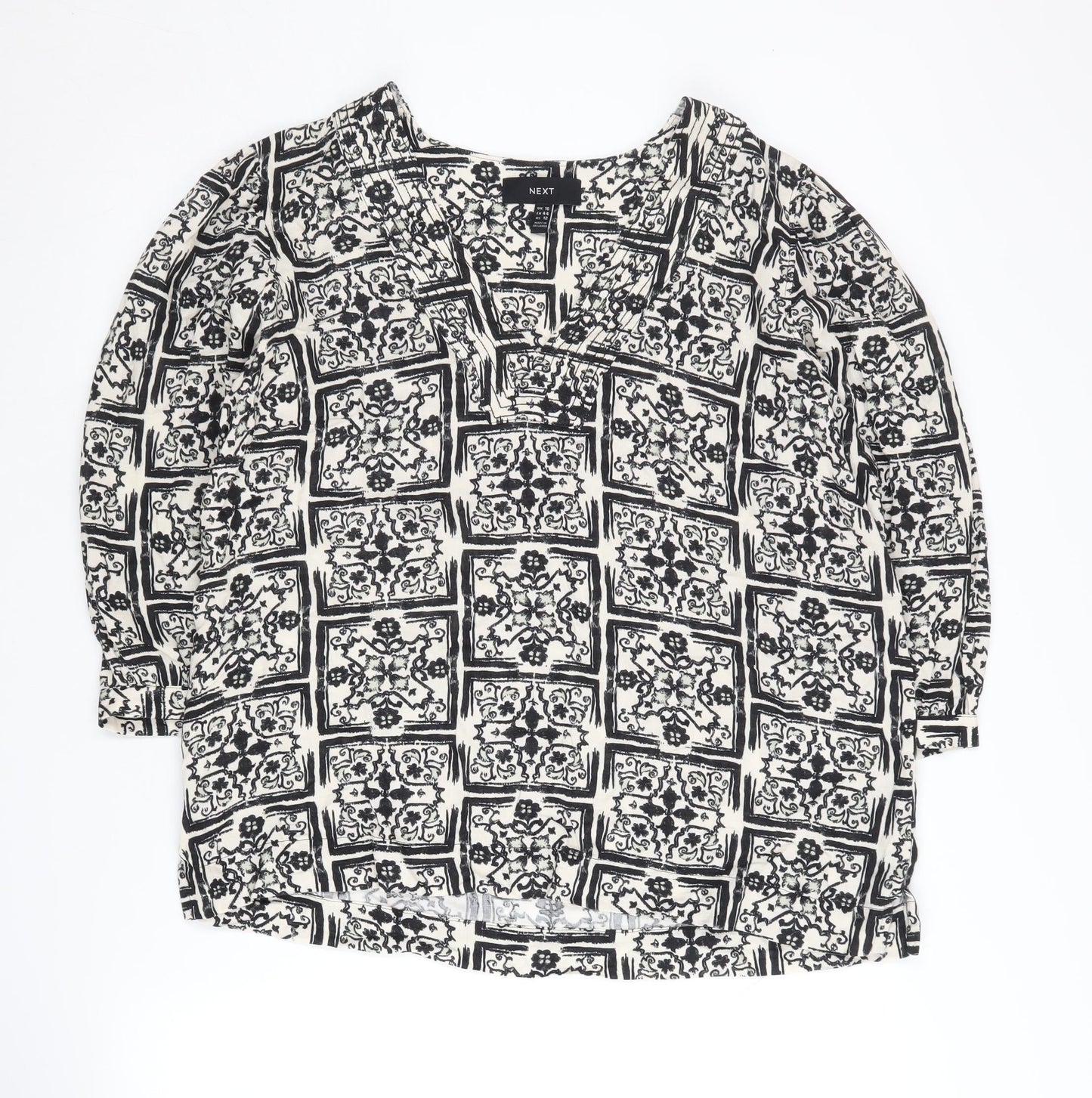 Next Women's Black Geometric Balloon Sleeve Top