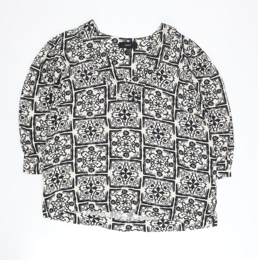 Next Women's Black Geometric Balloon Sleeve Top