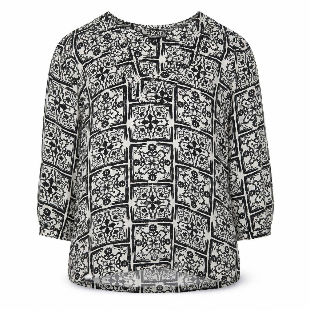 Next Women's Black Geometric Balloon Sleeve Top