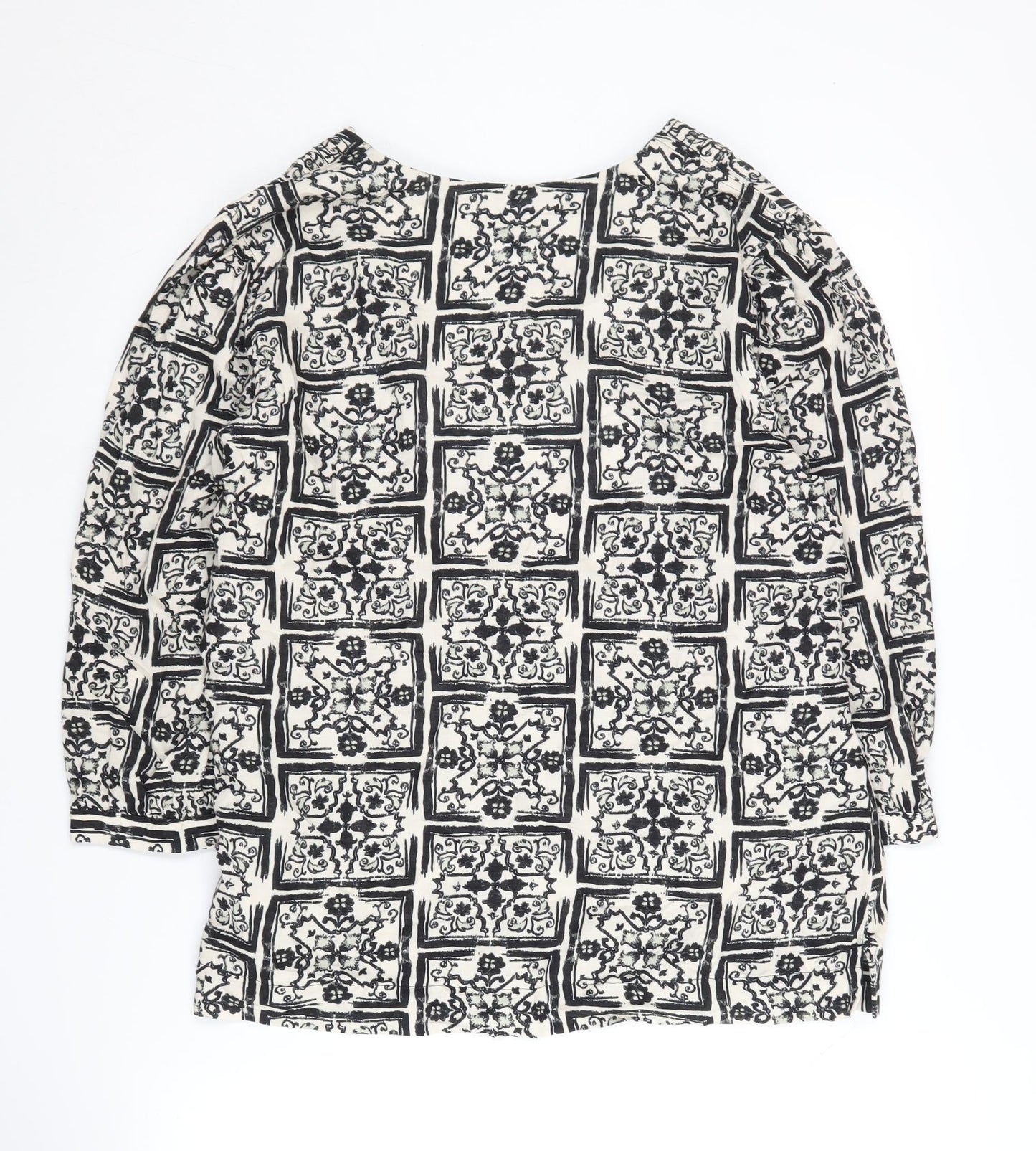 Next Women's Black Geometric Balloon Sleeve Top
