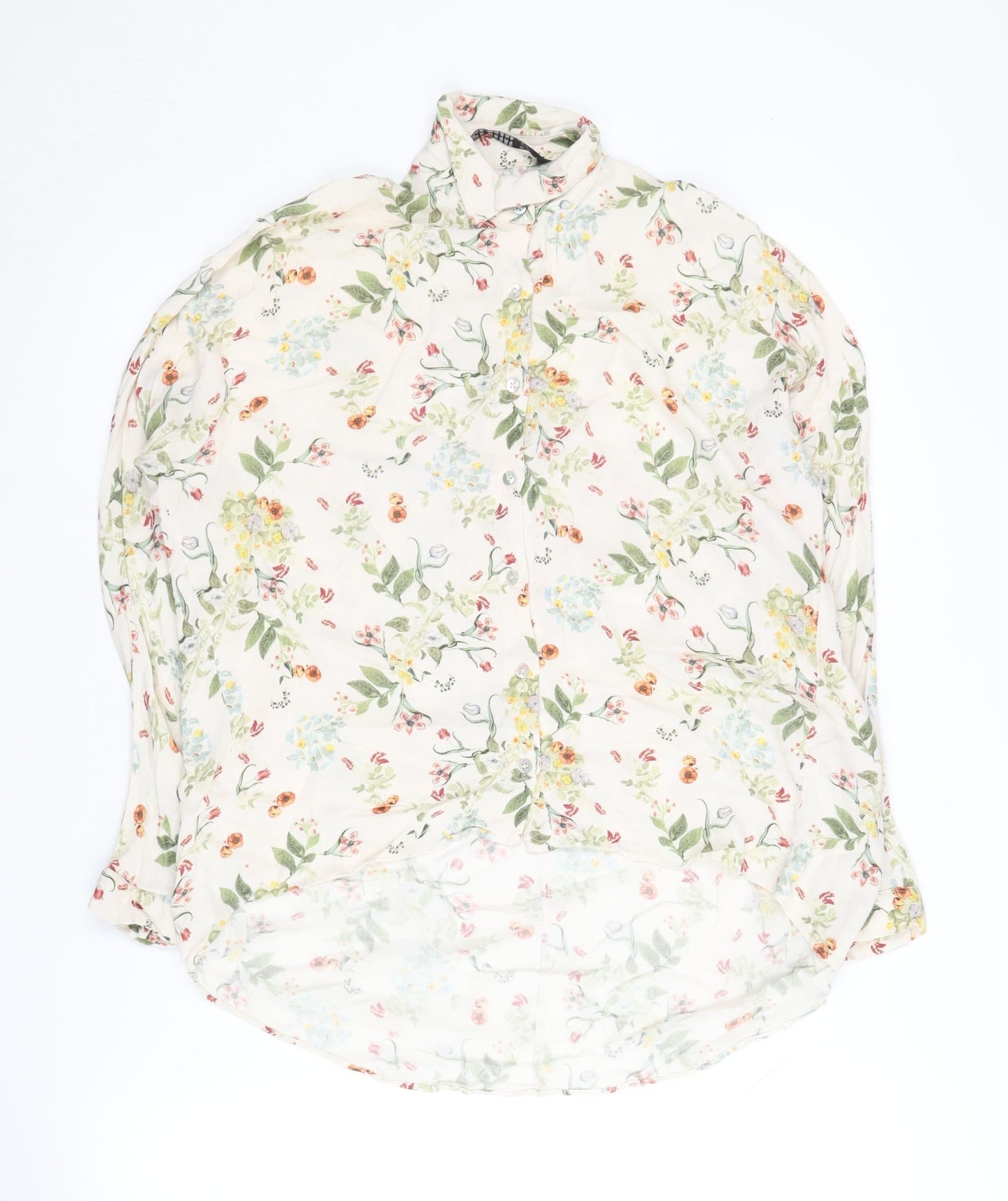 Zara Woman Floral Blouse XS Multicoloured Long Sleeve