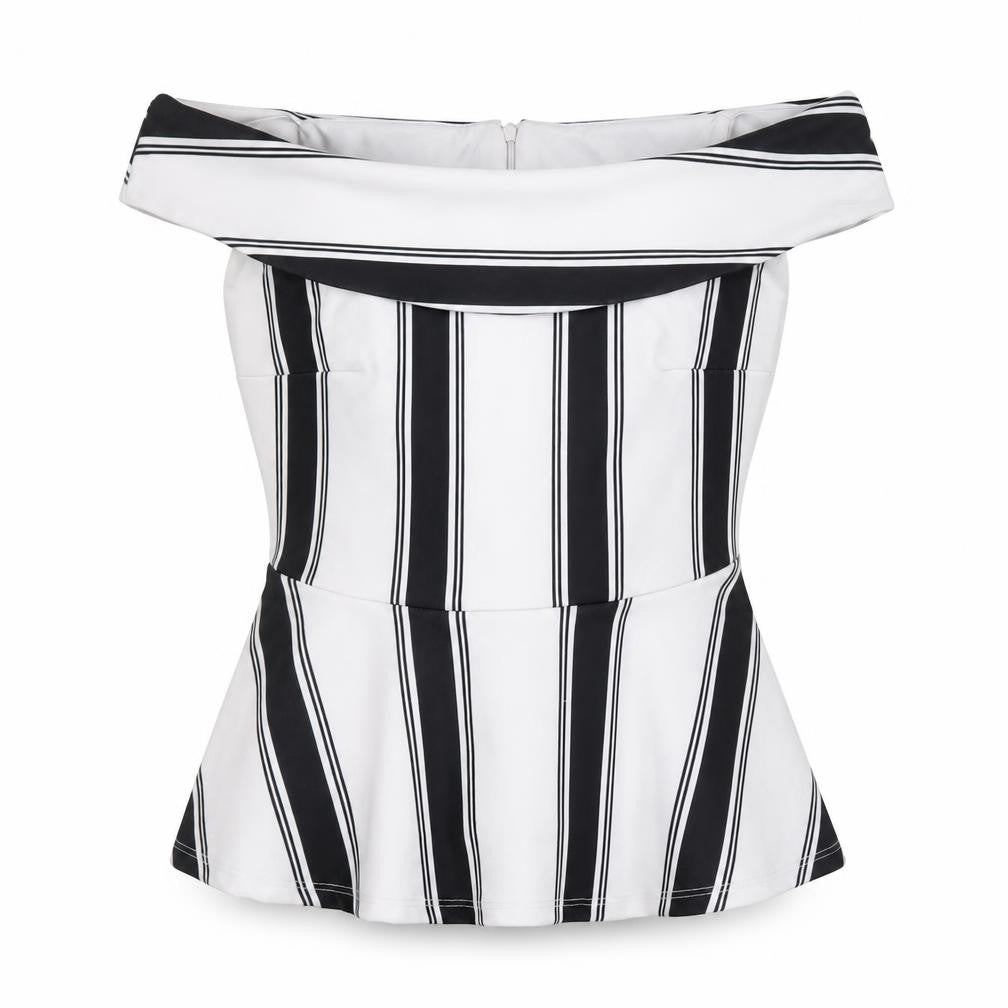 New Look Women's Black & White Striped Blouse, Size 10