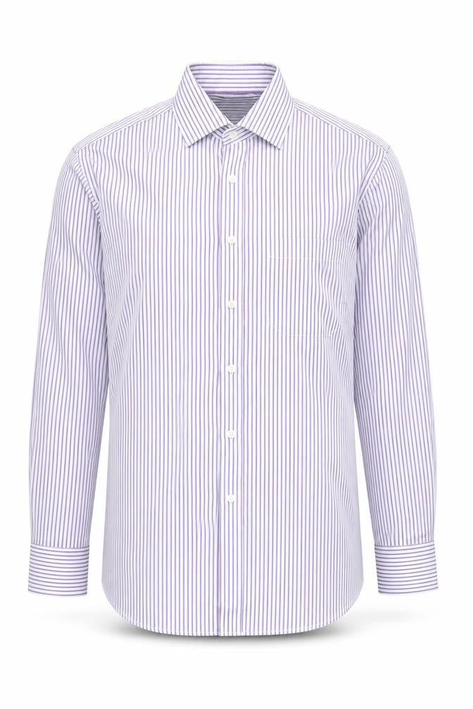 Marks & Spencer Men's Multicoloured Striped Shirt, Regular Fit, Size 16