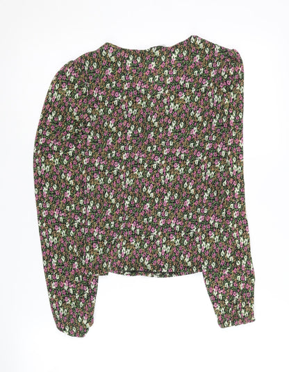 Mango Women's Multicoloured Floral Top, Size 12, Long Sleeve