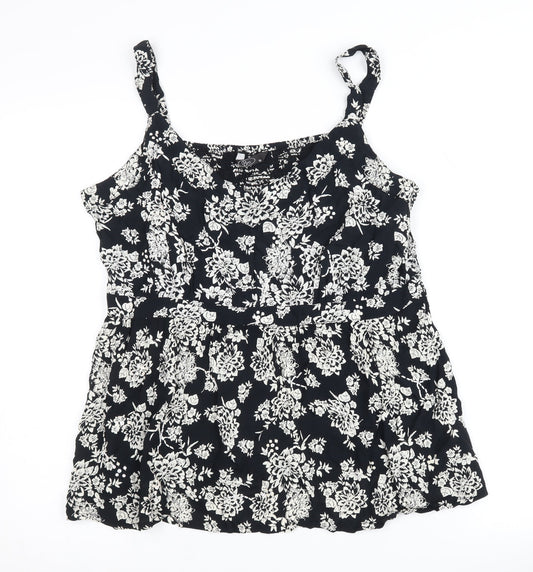 Bm Women's Black Floral Tank Top, Size 18, Viscose