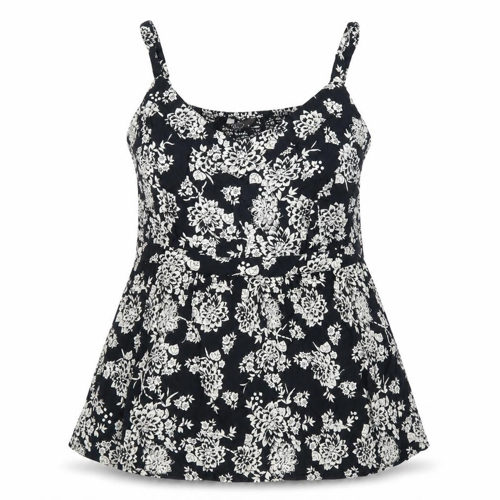 Bm Women's Black Floral Tank Top, Size 18, Viscose