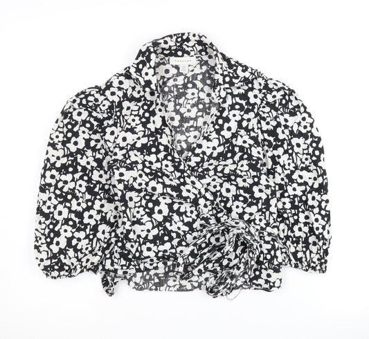 Topshop Women's Floral Wrap Blouse - Size 8