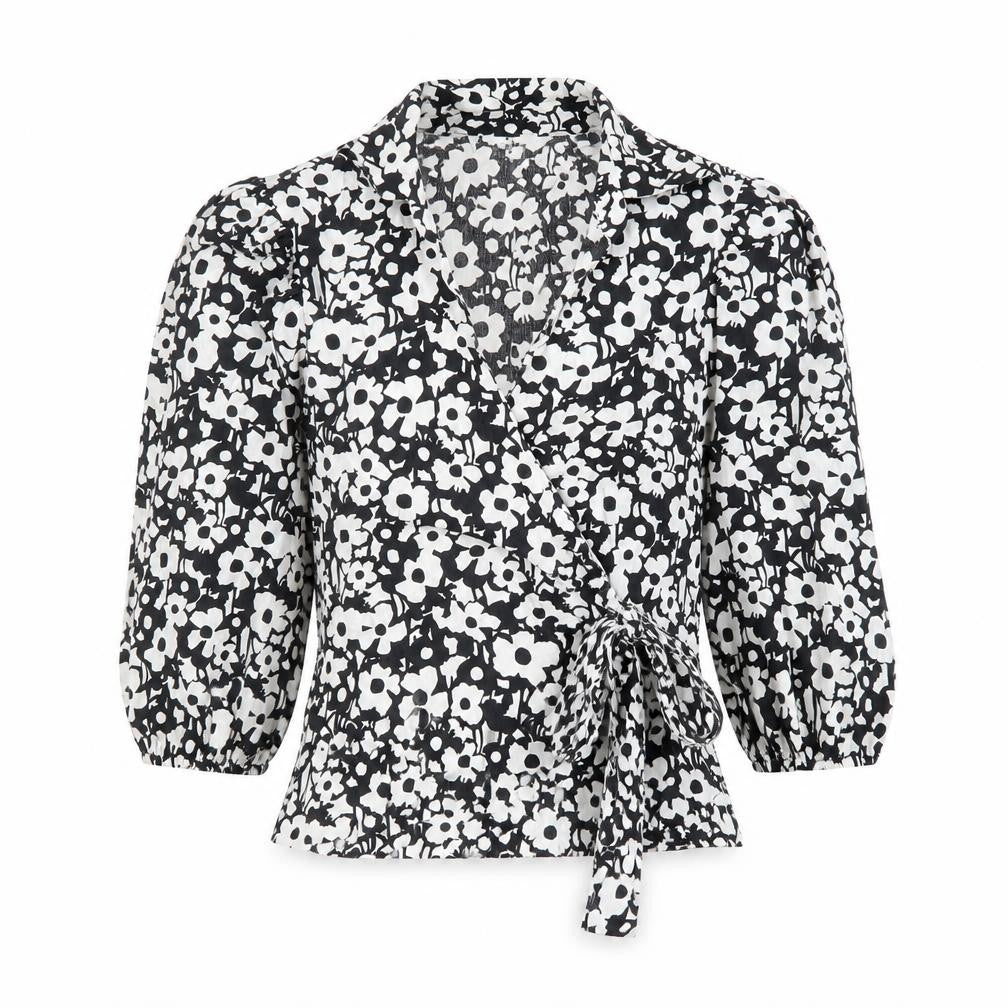 Topshop Women's Floral Wrap Blouse - Size 8