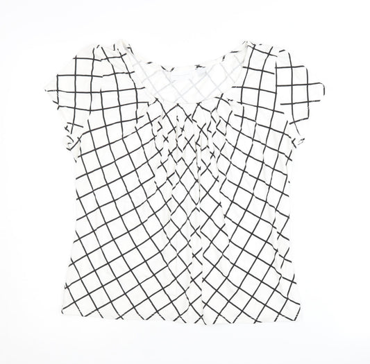 New York & Company Women's White Check T-Shirt M