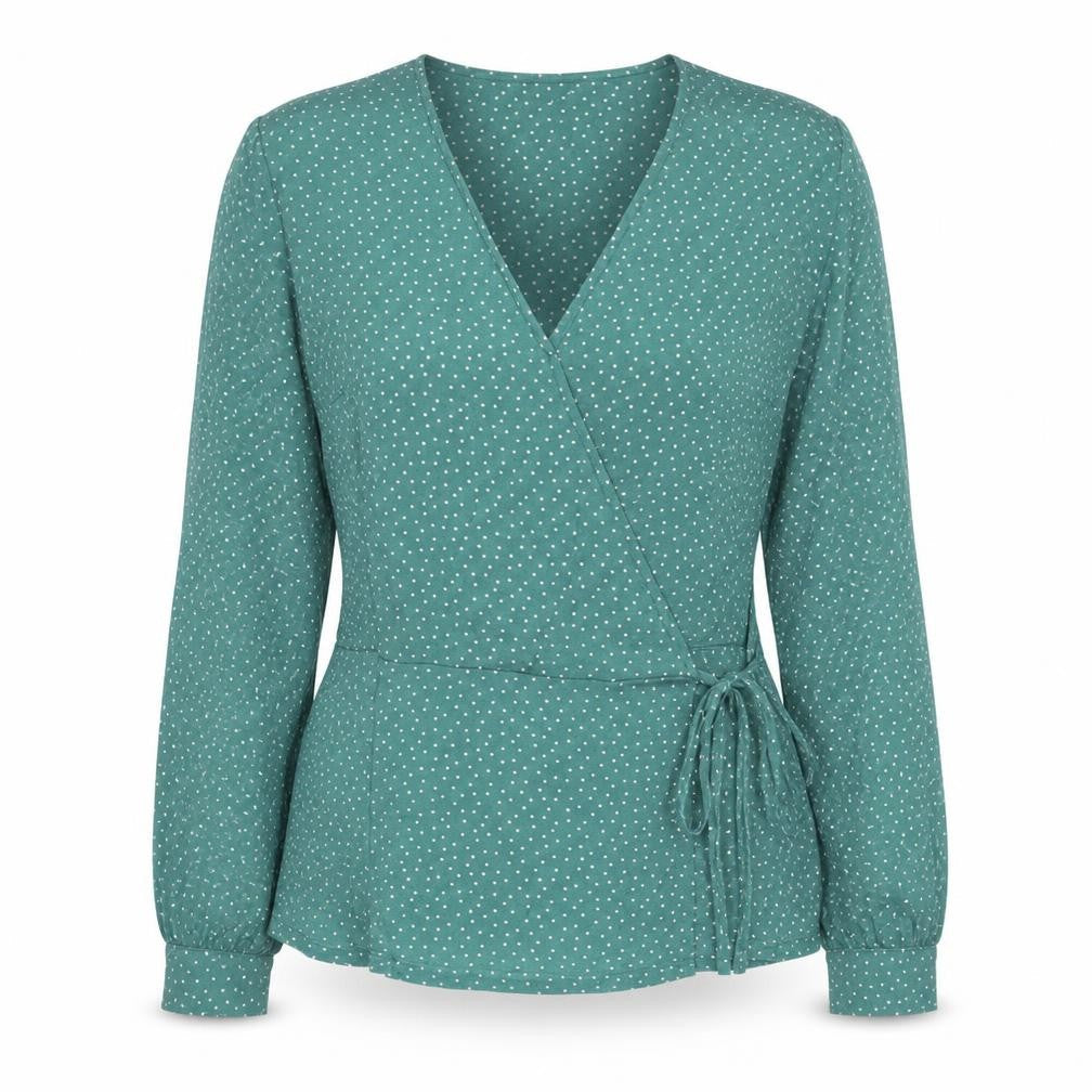 Next Women's Green Polka Dot Wrap Blouse - Size 14