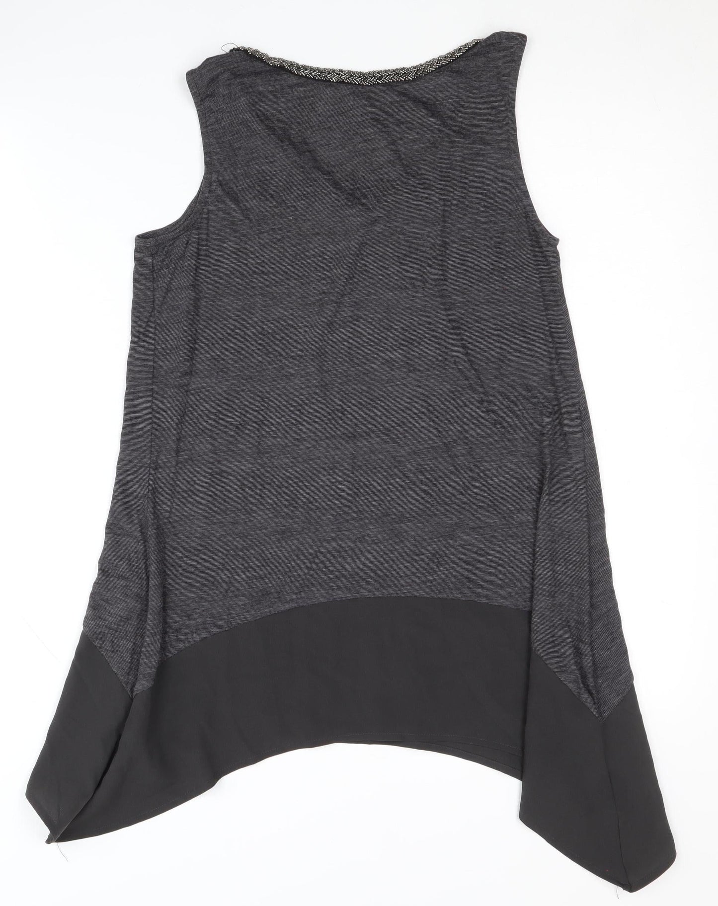 Next Women's Grey Beaded Tunic Tank Top Size 12