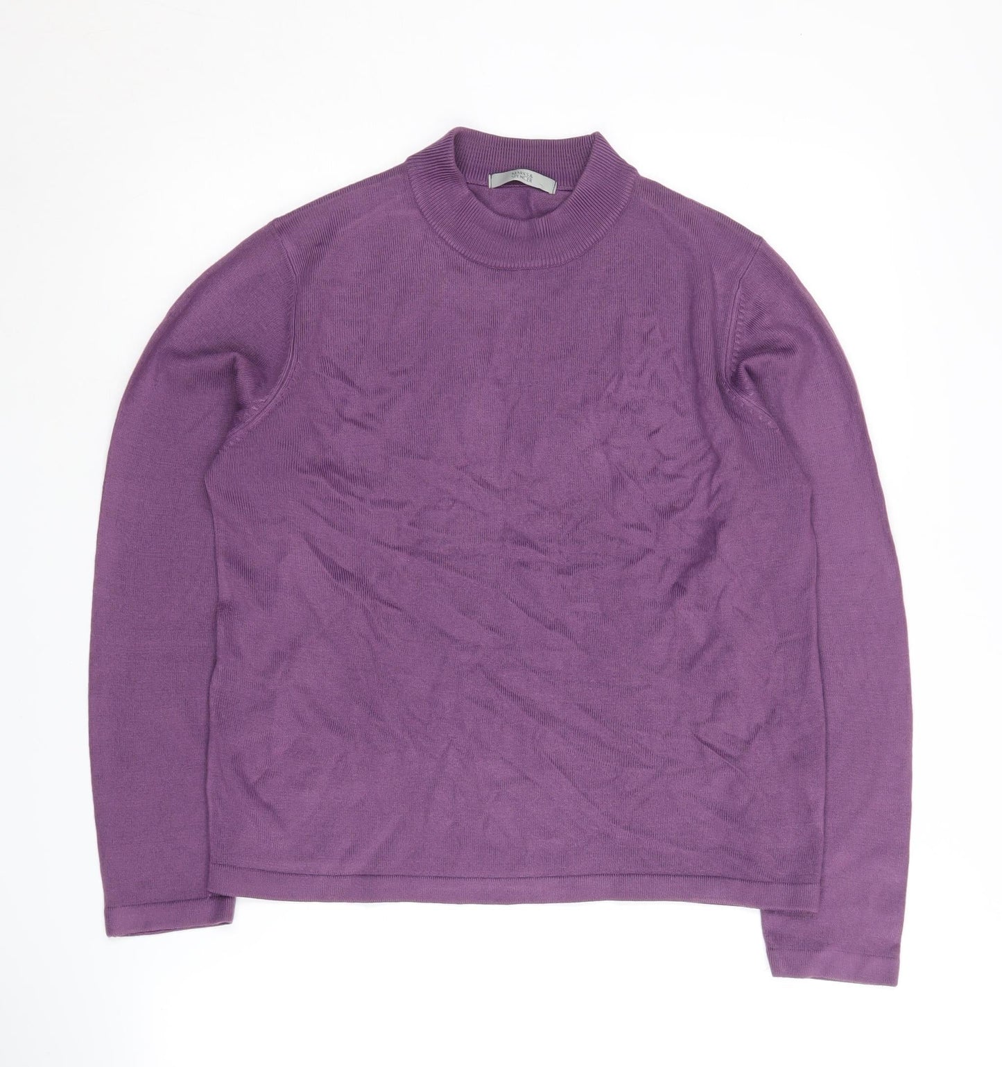 Marks and Spencer Women's Purple Mock Neck Jumper Size 14